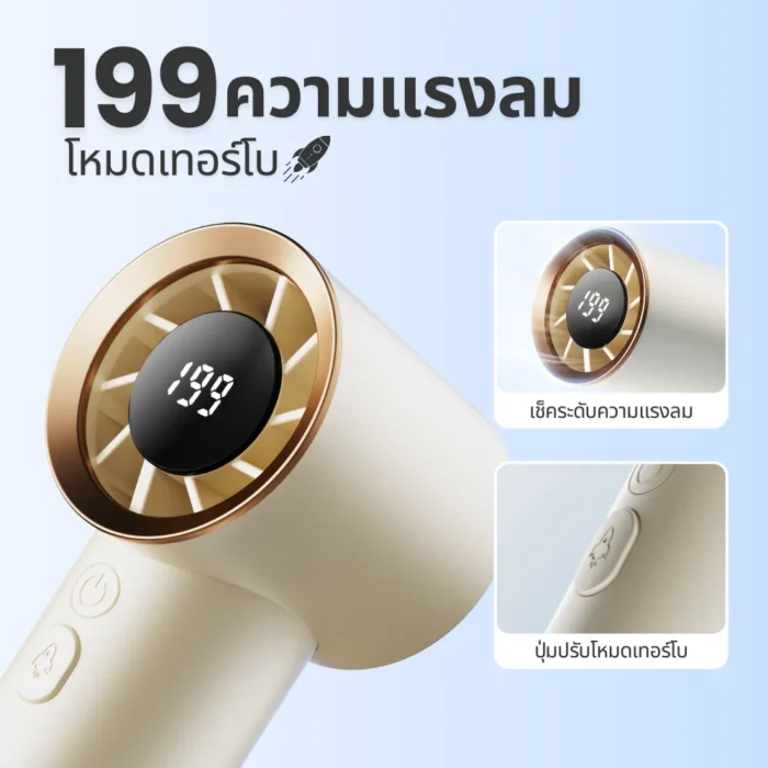 SOTHING Engine High Speed Handheld Fan พัดลมมือถือเทอร์โบ ปรับ 5 ระดับ ลมแรง 9.5m/s สีขาว