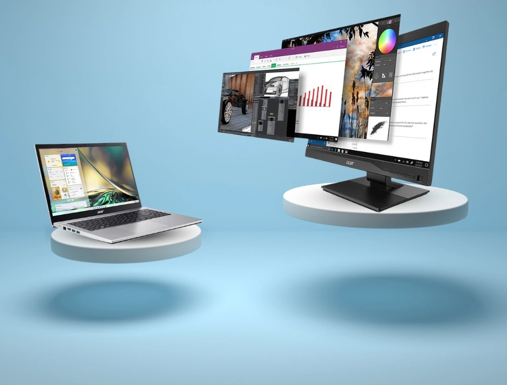 Acer โน๊ตบุ๊คและจอภาพสำหรับทำงาน