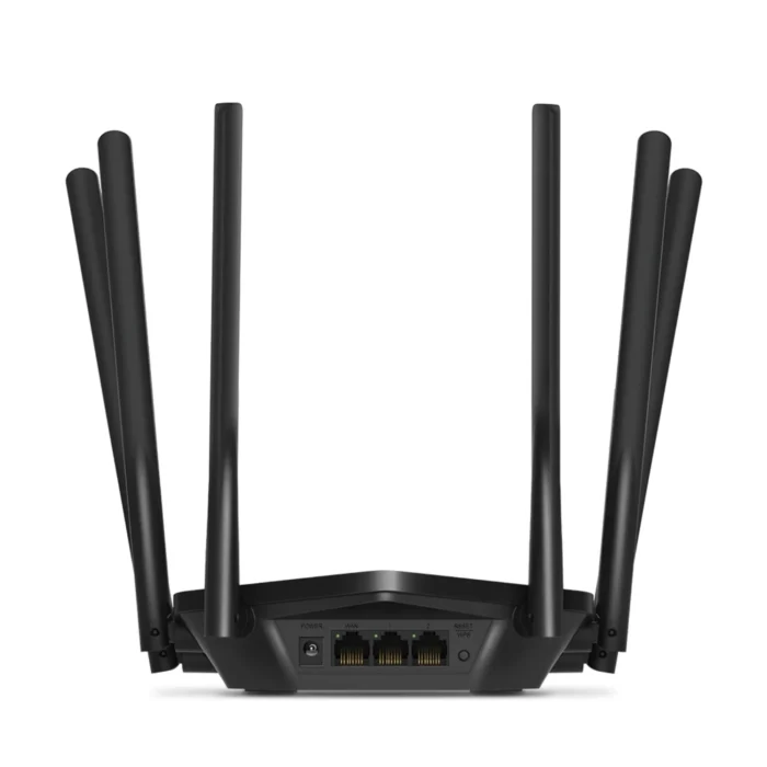 ด้านหลัง Mercusys MR50G เราเตอร์ Wi-Fi แสดงพอร์ต Gigabit WAN/LAN