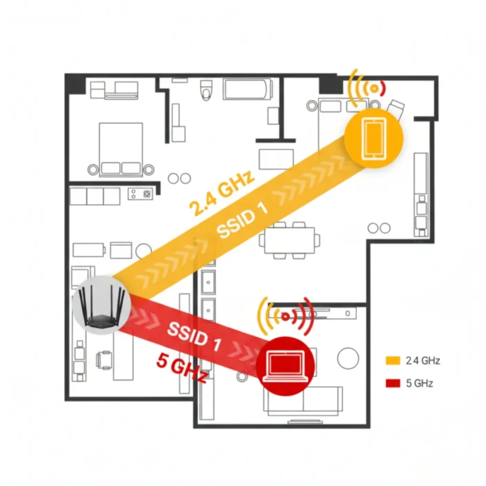 Mercusys MR50G AC1900 Router แสดงการทำงาน Dual Band (2.4 GHz และ 5 GHz)