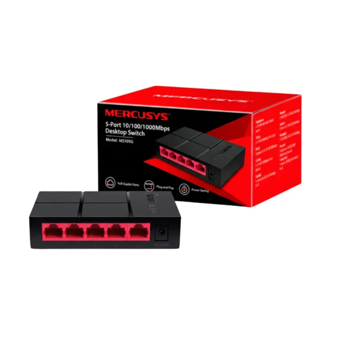 Mercusys MS105G Switching Hub 01 Mercusys MS105G Switching Hub 5 Port Gigabit (พร้อมกล่อง)