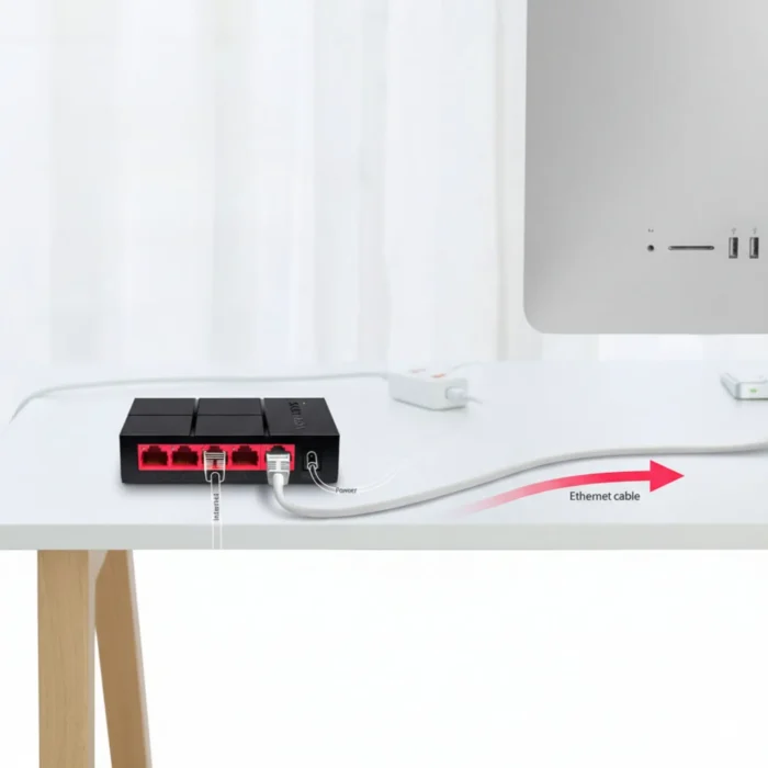 Mercusys MS105G Switching Hub 05 การติดตั้ง Switch Hub Mercusys MS105G เข้ากับคอมพิวเตอร์ด้วยสาย Ethernet