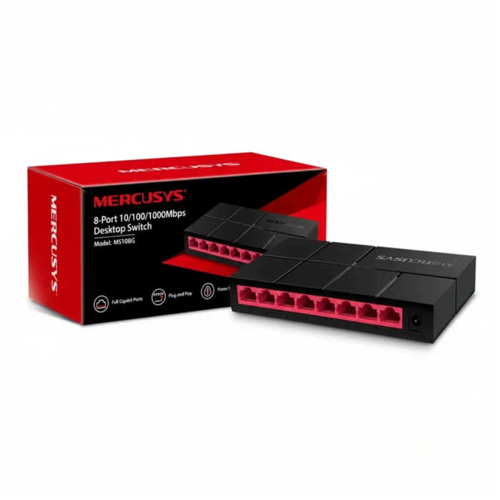 Mercusys MS108G Switching Hub Metal Casing 01 Mercusys MS108G Gigabit Switch 8 Port พร้อมตัวเครื่องโลหะ