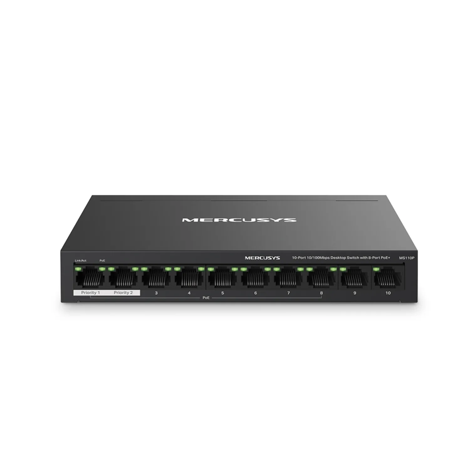 Mercusys MS110P 8-Port PoE+ Switching Hub 01 Mercusys MS110P สวิตช์ 8-Port PoE+ PoE Switch 10 พอร์ต