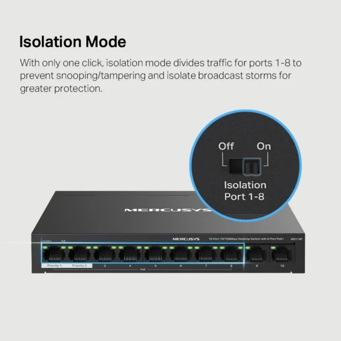 Mercusys MS110P network switch ฟังก์ชัน Isolation Mode