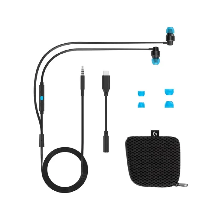 Logitech G333 Buffy Gaming Earphones หูฟังอินเอียร์เกมมิ่ง ไมค์ในสาย 3.5mm + USB-C สีดำ