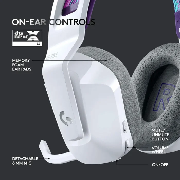 g733-lightspeed-white-4 Logitech G733 LIGHTSPEED Wireless Gaming Headset หูฟังเกมมิ่งไร้สาย 40 มม. ไมค์ BLUE VO!CE RGB สีขาว