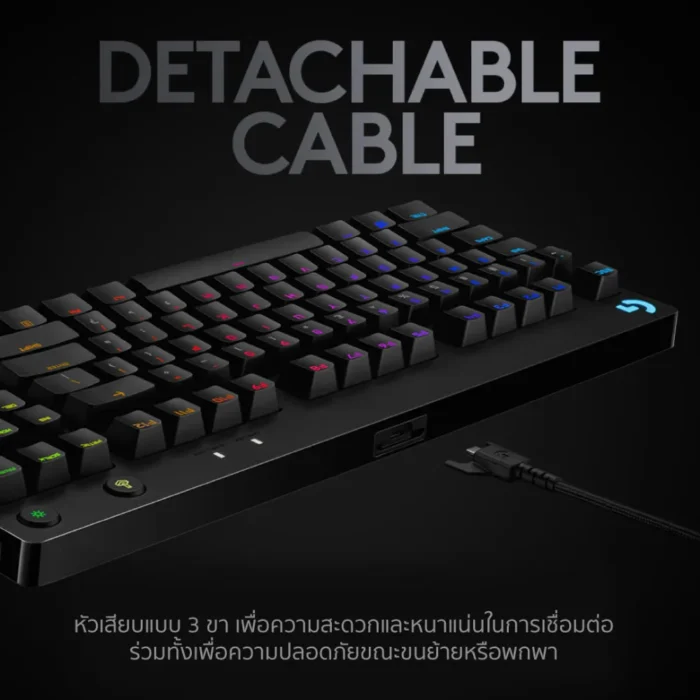 Logitech G PRO X คีย์บอร์ดเกมมิ่ง TH/EN Hot-Swap เปลี่ยนสวิตช์ได้ GX Switch ไฟ RGB สีดำ